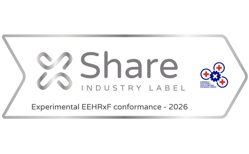 xShare Industry Label badge reading Experimental EEHRxF conformance 2026
